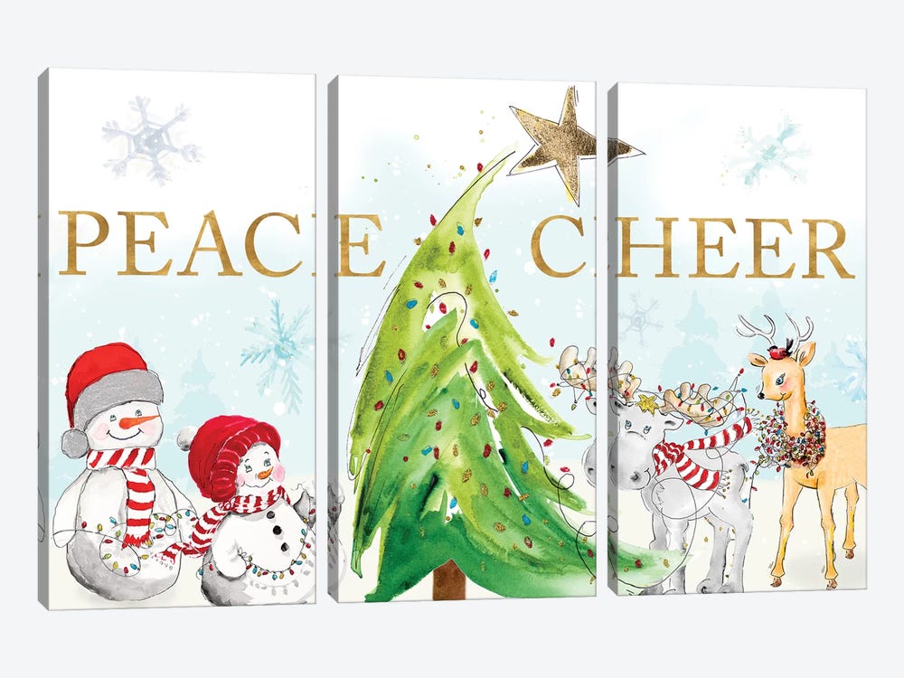 Whimsical Christmas by Patricia Pinto 3-piece Canvas Artwork