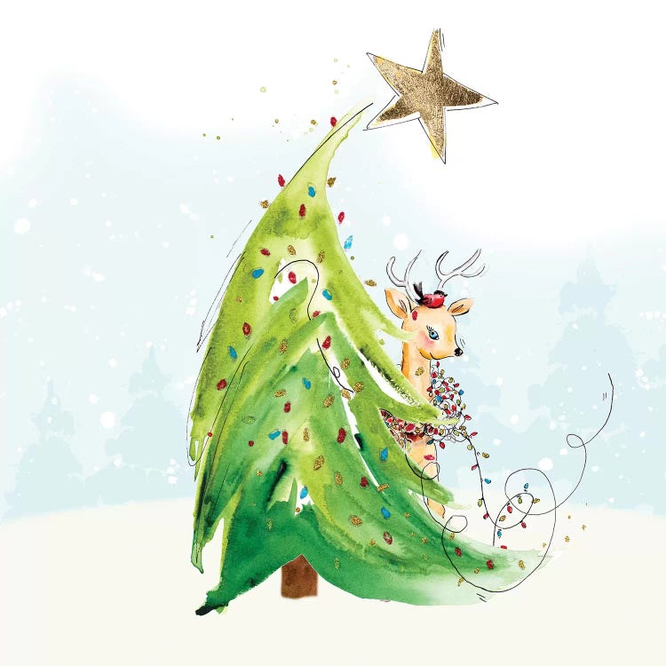 Whimsical Tree And Reindeer by Patricia Pinto wall art
