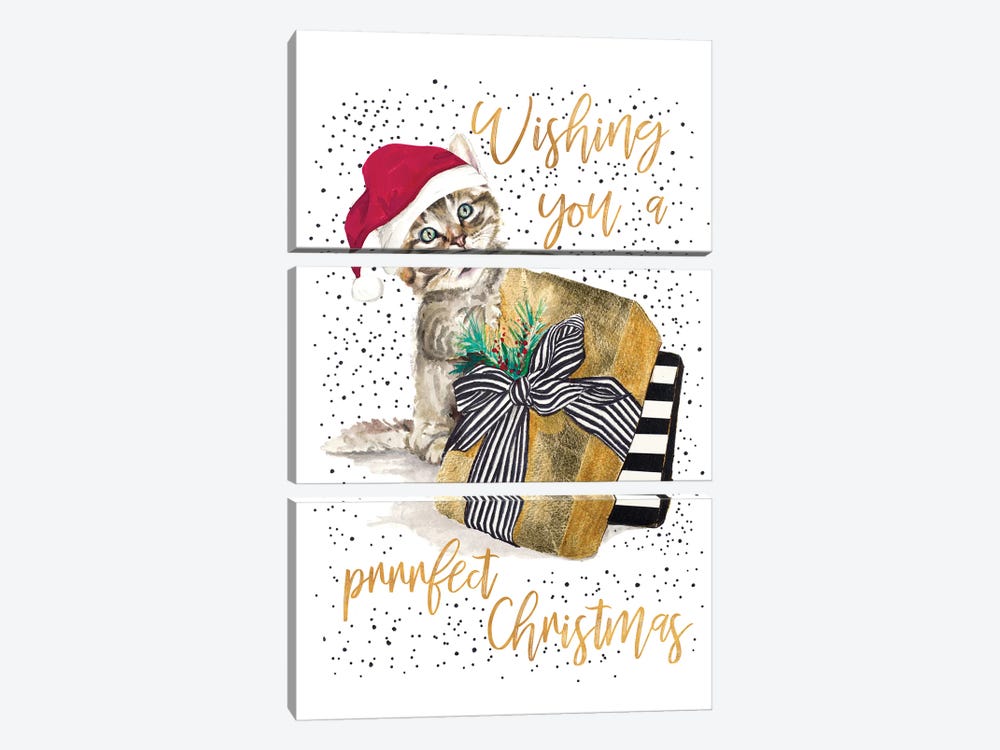 Wishing You A Prrrfect Christmas by Patricia Pinto 3-piece Canvas Art Print