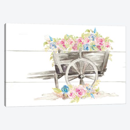 Wood Cart Floral Canvas Print #PPI589} by Patricia Pinto Art Print