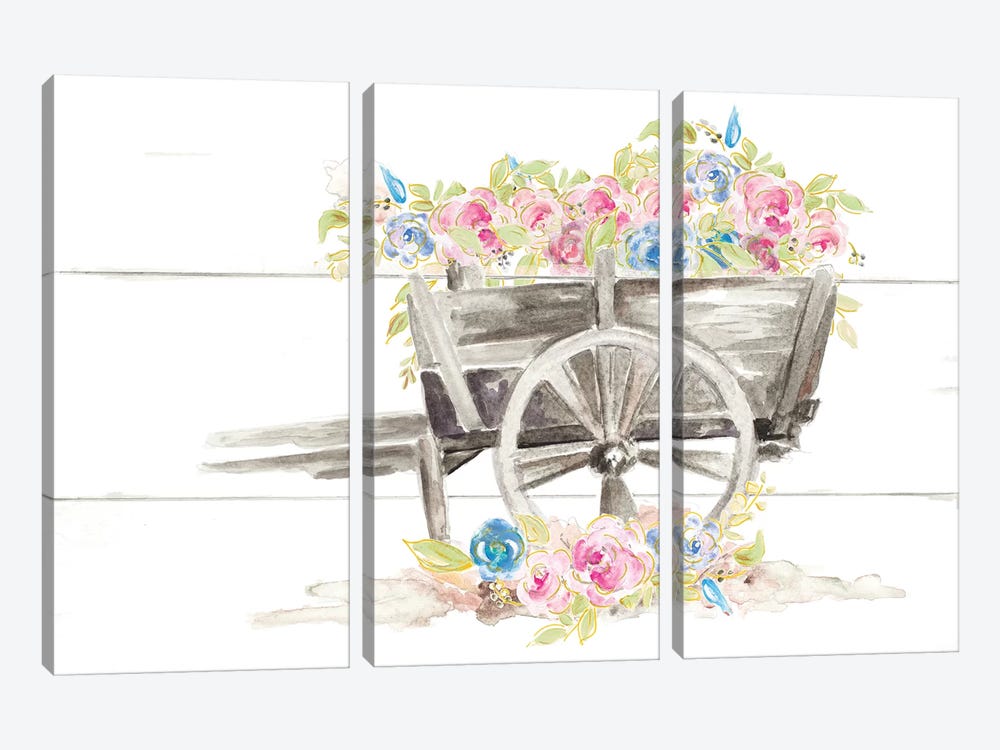 Wood Cart Floral by Patricia Pinto 3-piece Canvas Artwork