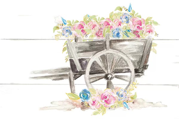 Wall Art: Wood Cart Floral by Patricia Pinto