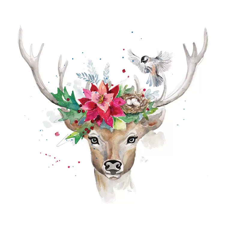 Woodland Deer With Bird by Patricia Pinto wall art