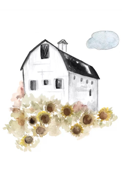 Barn and Sunflowers