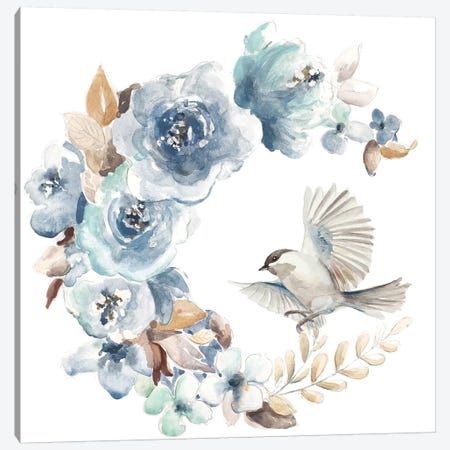 Floral with Bird I Canvas Print #PPI606} by Patricia Pinto Art Print