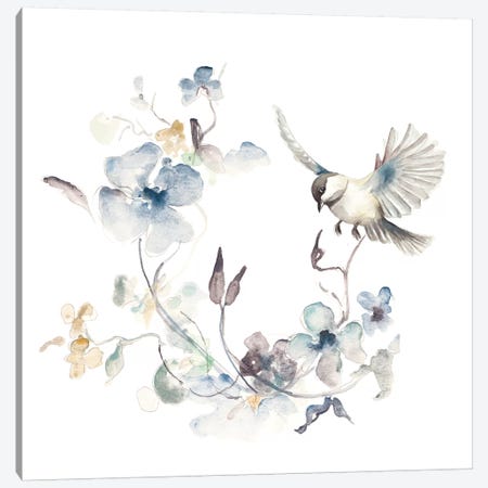 Floral with Bird II Canvas Print #PPI607} by Patricia Pinto Art Print