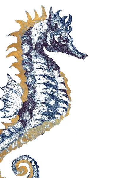 Patricia Pinto: Surf Side Golden Blue Seahorse by Patricia Pinto