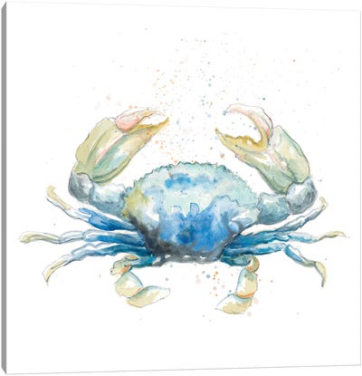 Cangrejo Azul Square Canvas Art Print - Crab Art