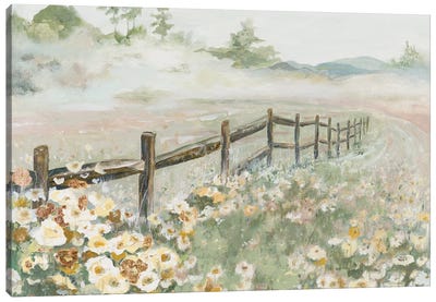 Fence with Flowers Canvas Art Print - Best Selling Paper