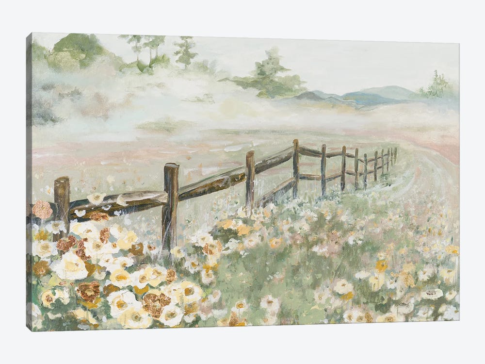 Fence with Flowers by Patricia Pinto 1-piece Canvas Art