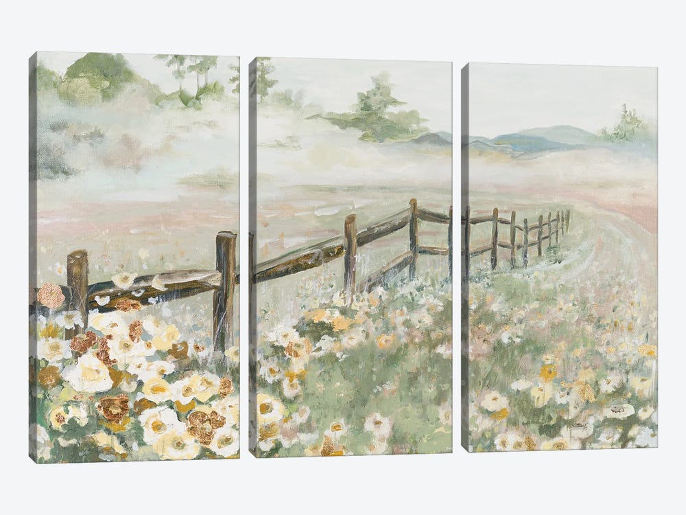 Fence with Flowers by Patricia Pinto 3-piece Canvas Art