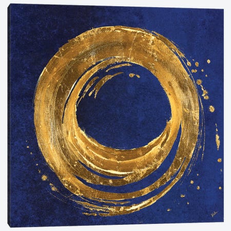 Gold Circle on Blue Canvas Print #PPI649} by Patricia Pinto Canvas Artwork