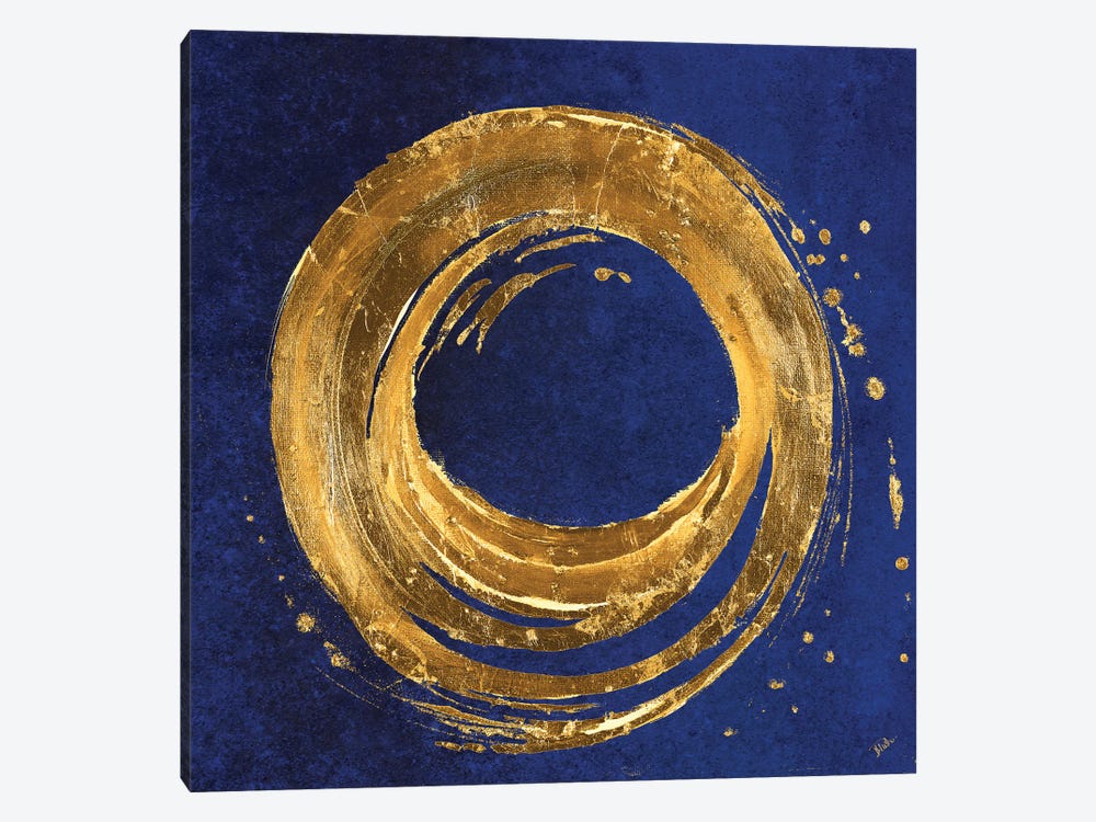 Gold Circle on Blue 1-piece Canvas Artwork