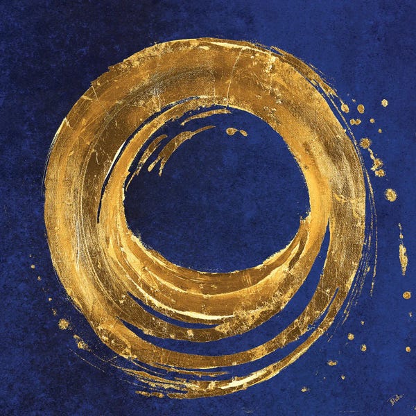Patricia Pinto: Gold Circle on Blue by Patricia Pinto