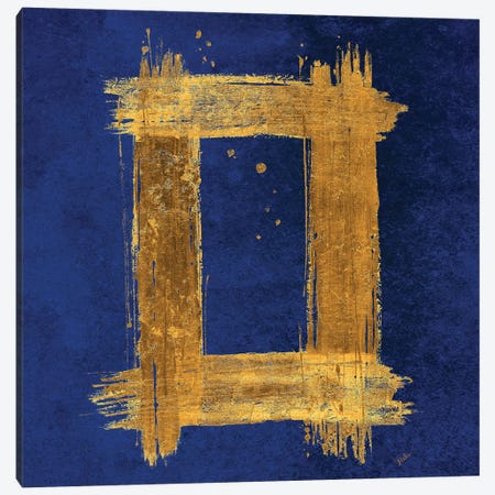 Gold Rectangle on Blue Canvas Print #PPI652} by Patricia Pinto Canvas Print