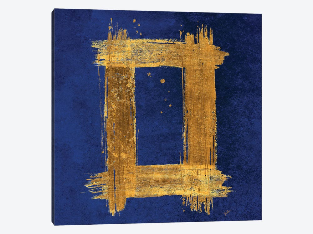 Gold Rectangle on Blue by Patricia Pinto 1-piece Canvas Wall Art