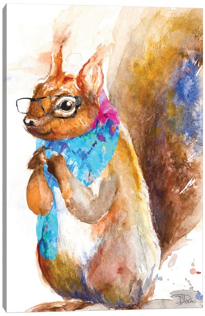 Hipster Squirrel Canvas Art Print - Rodent Art