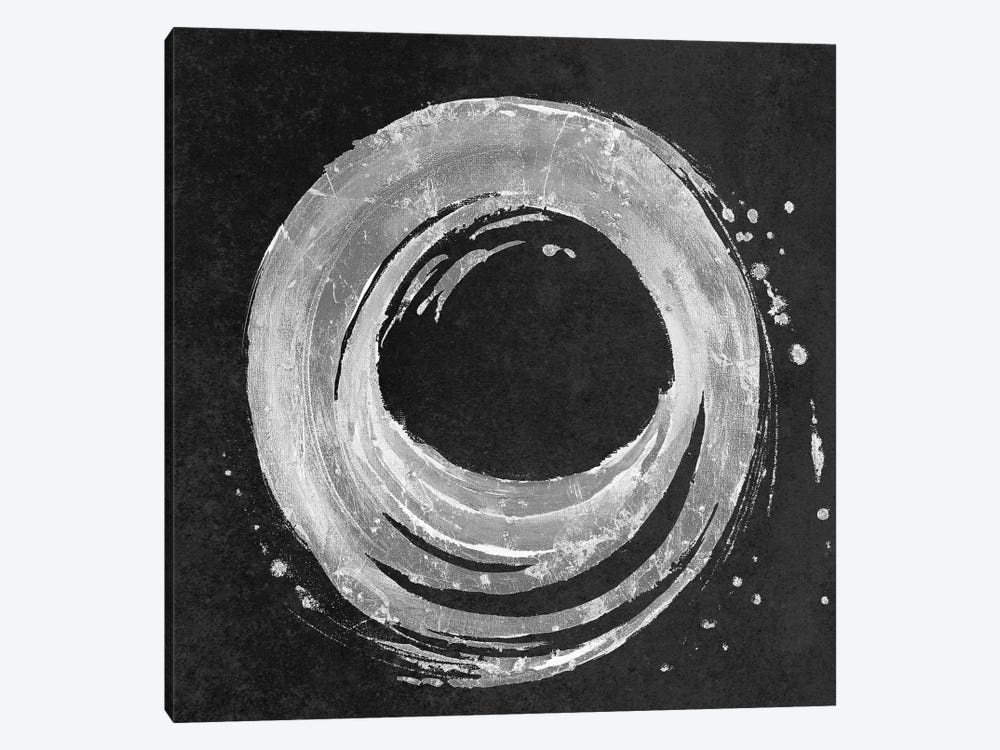 Silver Circle on Black by Patricia Pinto 1-piece Canvas Artwork
