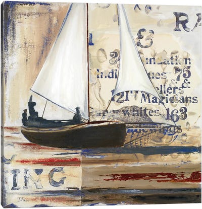 Blue Sailing Race I Canvas Art Print - Kids Nautical & Ocean Life Art