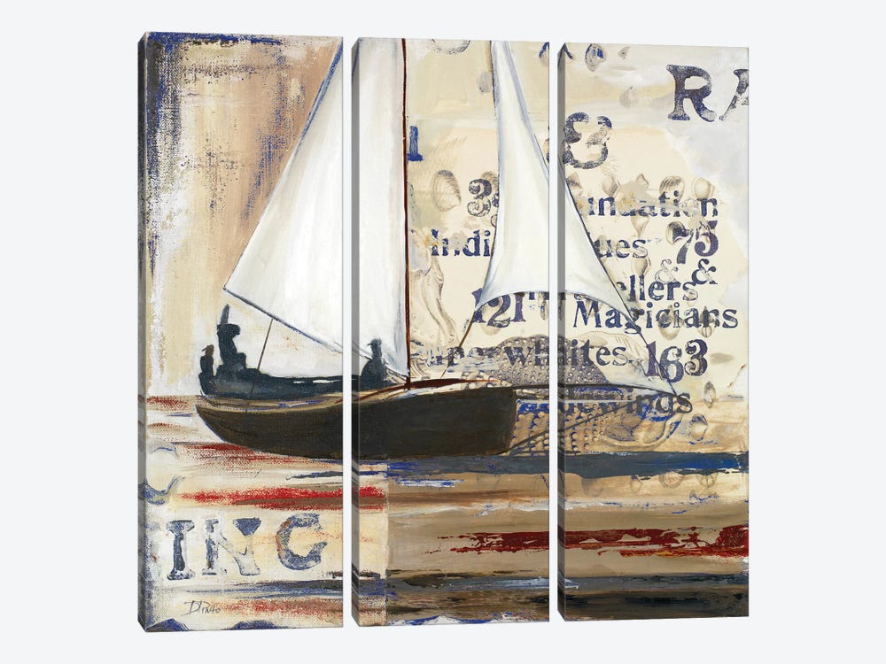 Blue Sailing Race I by Patricia Pinto 3-piece Canvas Wall Art