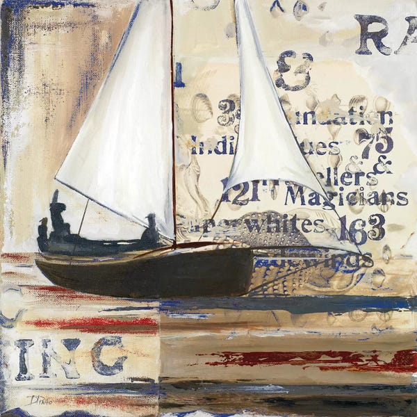 Kids Sports Art: Blue Sailing Race I by Patricia Pinto