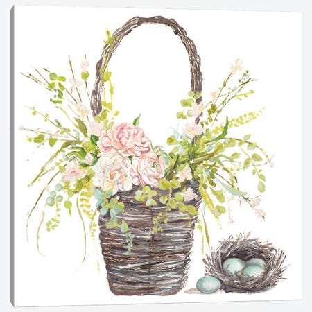 Spring Flower Basket Canvas Print #PPI672} by Patricia Pinto Canvas Art Print