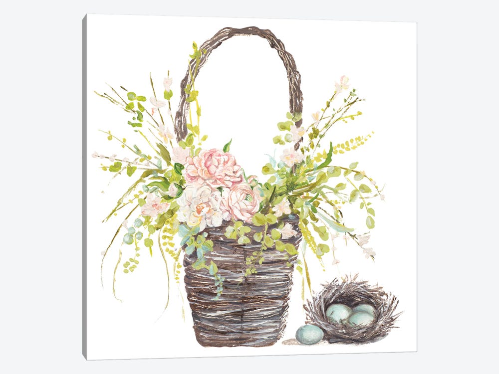 Spring Flower Basket by Patricia Pinto 1-piece Canvas Wall Art