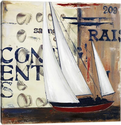 Blue Sailing Race II Canvas Art Print - Kids Nautical Art
