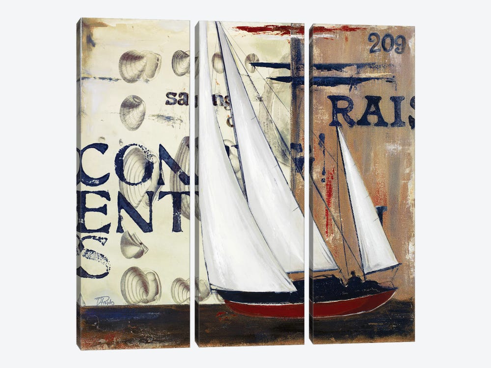 Blue Sailing Race II by Patricia Pinto 3-piece Canvas Print