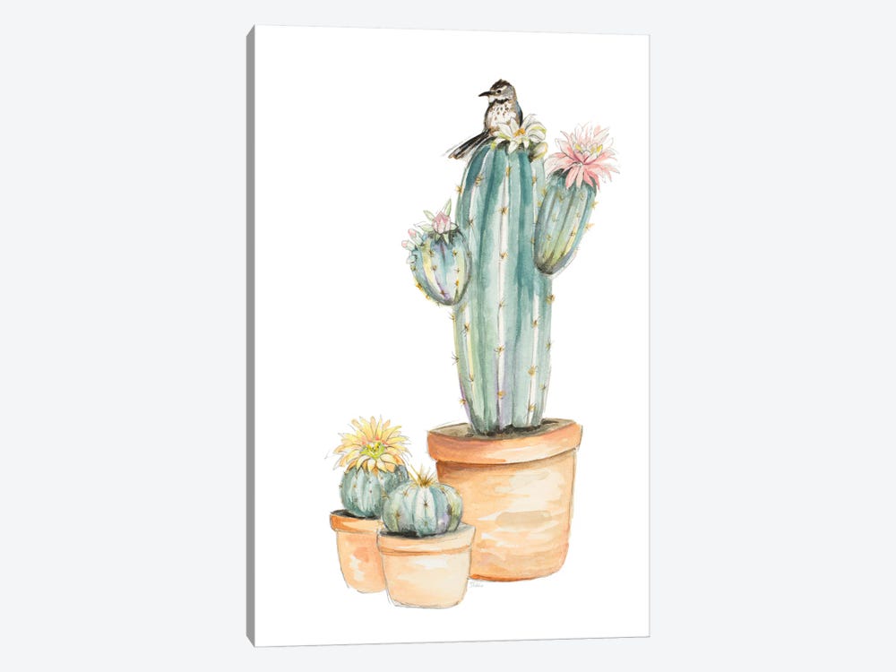 Bird On Flower Cactus by Patricia Pinto 1-piece Canvas Artwork
