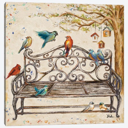 Birds on the Bench Canvas Print #PPI684} by Patricia Pinto Art Print
