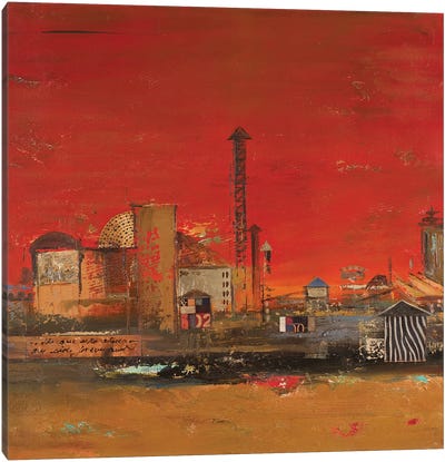 Crazy City I Canvas Art Print - Red Abstract Art