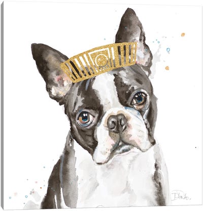 French Bulldog With Crown Canvas Art Print - French Bulldog Art