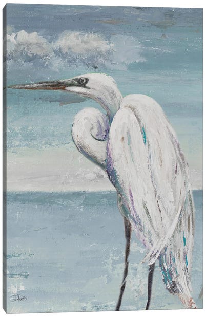 Great Egret Standing Canvas Art Print - Egret Art
