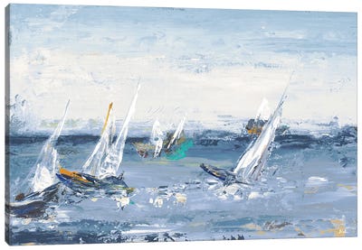 Blue Water Adventure Canvas Art Print - Boat Art