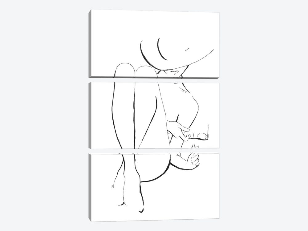 Nude Holding Glasses by Patricia Pinto 3-piece Art Print