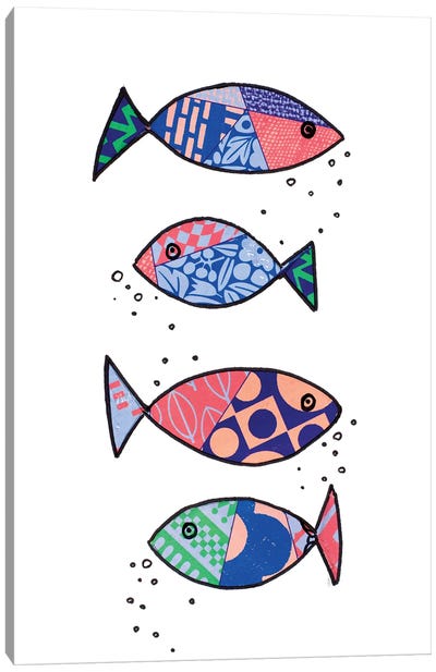 Tropical Fish Collage I Canvas Art Print - Kids Ocean Life Art