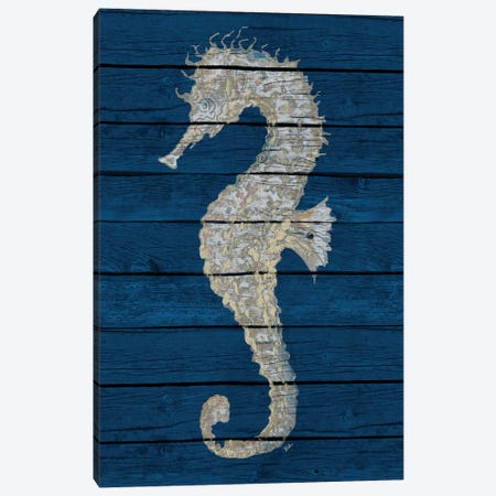 Antique Seahorse on Blue II Canvas Print #PPI743} by Patricia Pinto Art Print
