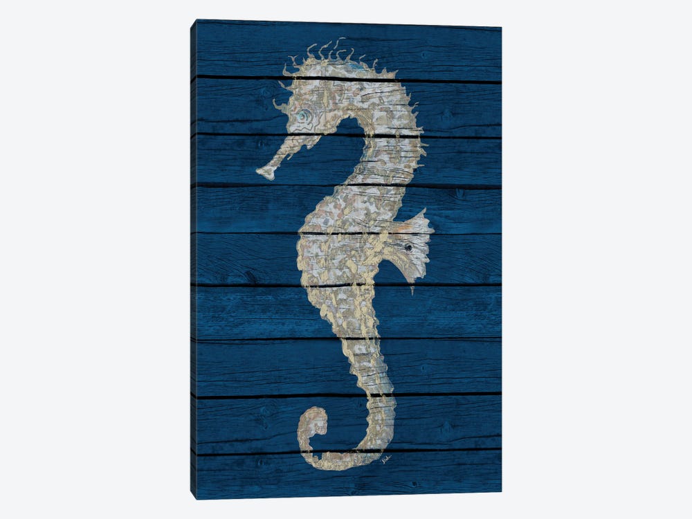 Antique Seahorse on Blue II by Patricia Pinto 1-piece Canvas Print