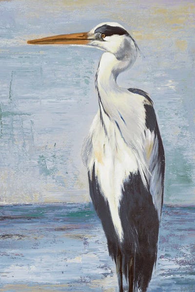 Patricia Pinto: Blue Heron On Blue II by Patricia Pinto