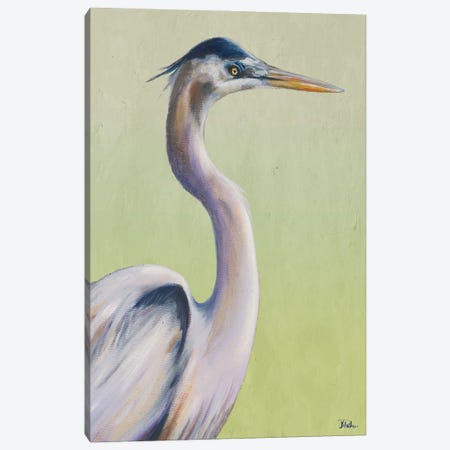 Blue Heron on Green I Canvas Print #PPI755} by Patricia Pinto Canvas Print