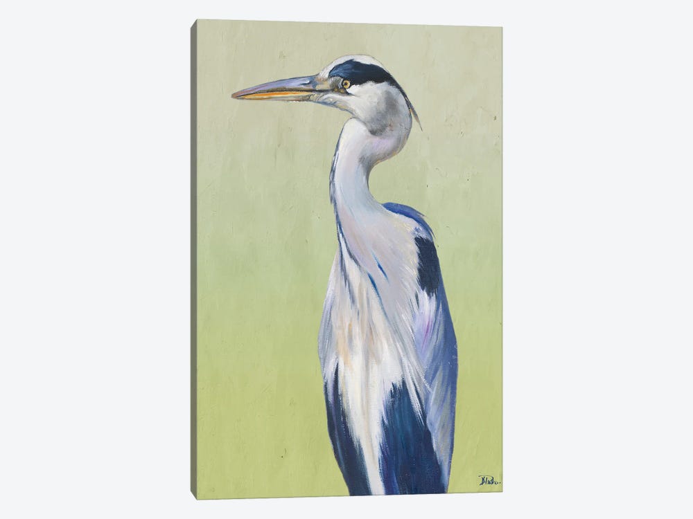 Blue Heron on Green II by Patricia Pinto 1-piece Canvas Print