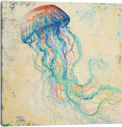 Creatures Of The Ocean I Canvas Art Print - Jellyfish Art