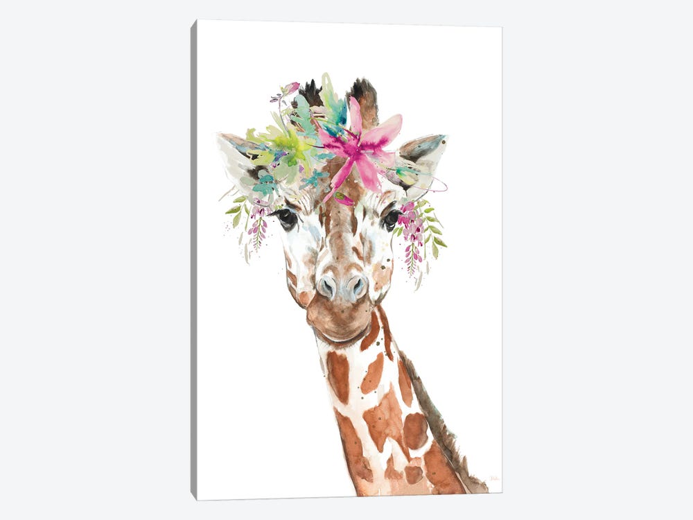 Giraffe With FLoral Crown by Patricia Pinto 1-piece Canvas Art