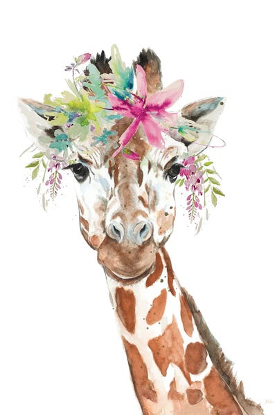 Giraffes: Giraffe With FLoral Crown by Patricia Pinto