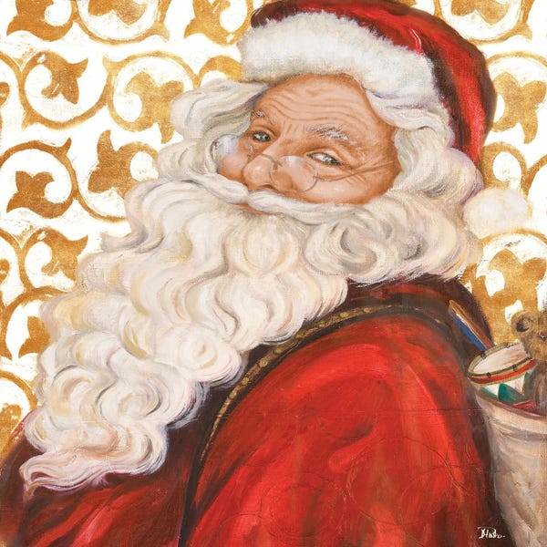 Patricia Pinto: Gold Damask Santa by Patricia Pinto