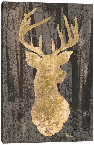 Gold Deer Bust Canvas Art Print - Cabin & Lodge Décor