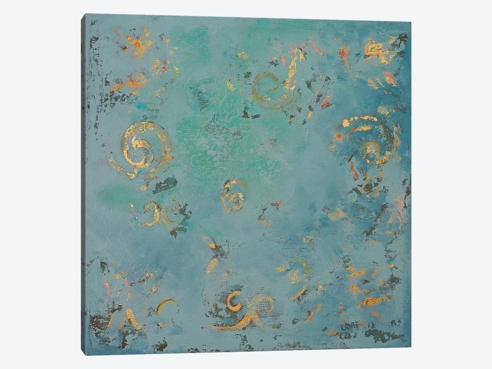 Gold Swirls on Blue by Patricia Pinto 1-piece Canvas Print