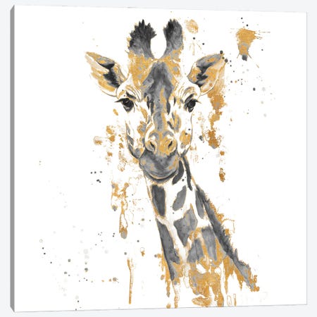Gold Water Giraffe Canvas Print #PPI813} by Patricia Pinto Canvas Art Print