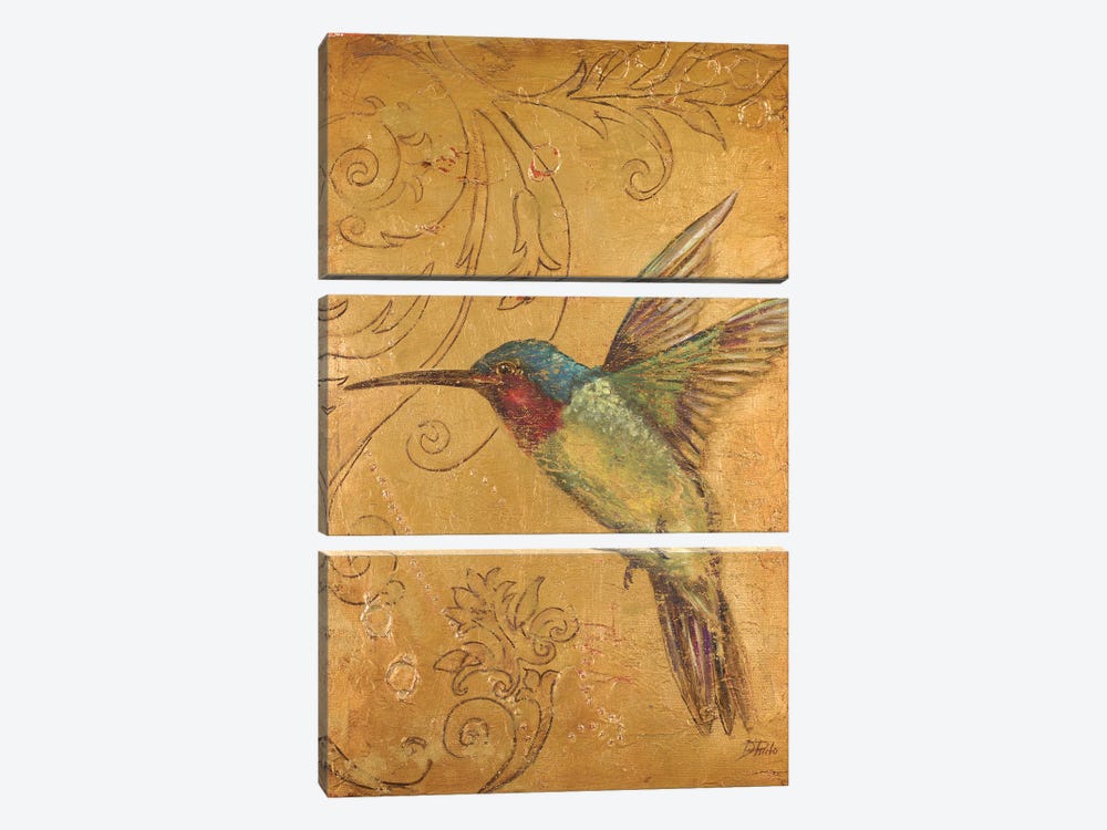 Golden Hummingbird II by Patricia Pinto 3-piece Canvas Wall Art